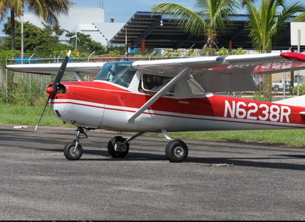 Red flight training plane